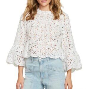 VERONICA BEARD | Emmalyn Eyelet Top in White | Size 12